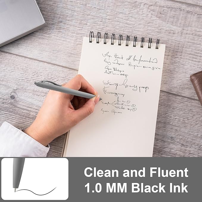 100 Pack Black Pens Bulk Retractable No Bleed Click Black Ink Smooth Writing Ballpoint Pens for School Office Supplies, 1.0mm-DeskLoop Office