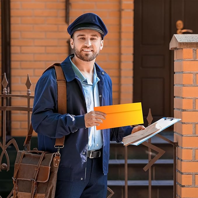 100 Pcs #10 Business Envelopes Colorful Self Adhesive Standard Envelopes Gradient for Office Check Invoices Letters Letterhead Invitations Announcements 4-1/8 x 9-1/2''(Gradient Orange)-DeskLoop Office