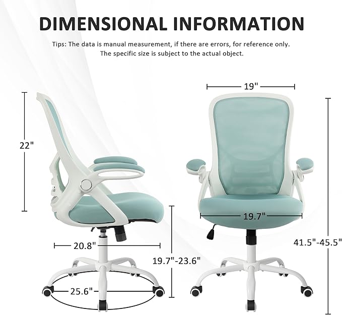 HYLONE Office Chair Ergonomic Desk Chair with Adjustable Armrests, Mesh Executive Chair, Home Office Computer Chairs for Long Hours(Blue)-DeskLoop Office