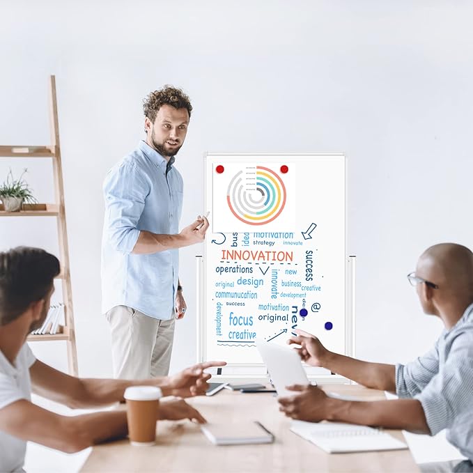 H-Qprobd Magnetic Whiteboard Mobile Dry Erase Board with Stand 40"x28" Double Side Rolling Whiteboards on Wheels for Home, Office & School-DeskLoop Office