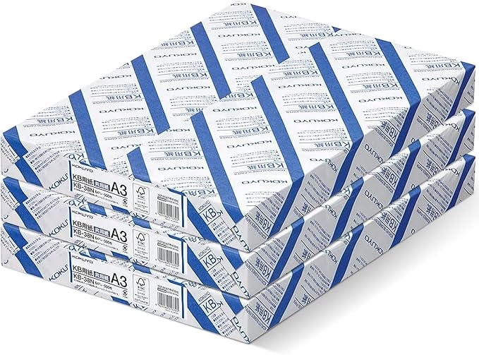 Kokuyo A3 (11.7 in x 16.5 inches) KB Paper, 3 Ream (1500 Sheets), 80 Bright - Perfect for Engineering technical drawings - FSC Certified, Japan Import (KB-38N)-DeskLoop Office