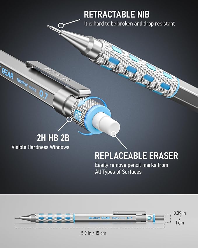 Nicpro Blocky Gear Mechanical Pencils 0.7 mm - Image 8