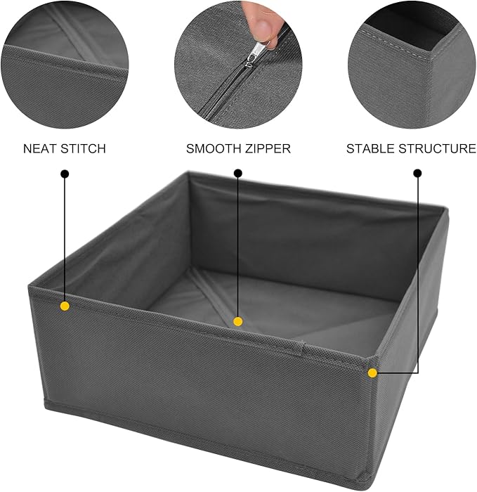 6 Pack Drawer Organizers for Clothing,Fabric Foldable Closet Organizers and Storage Dresser Drawer Dividers Storage Basket Bins for Clothes,Socks,Scarves,Ties,Underwear,Towels-DeskLoop Office