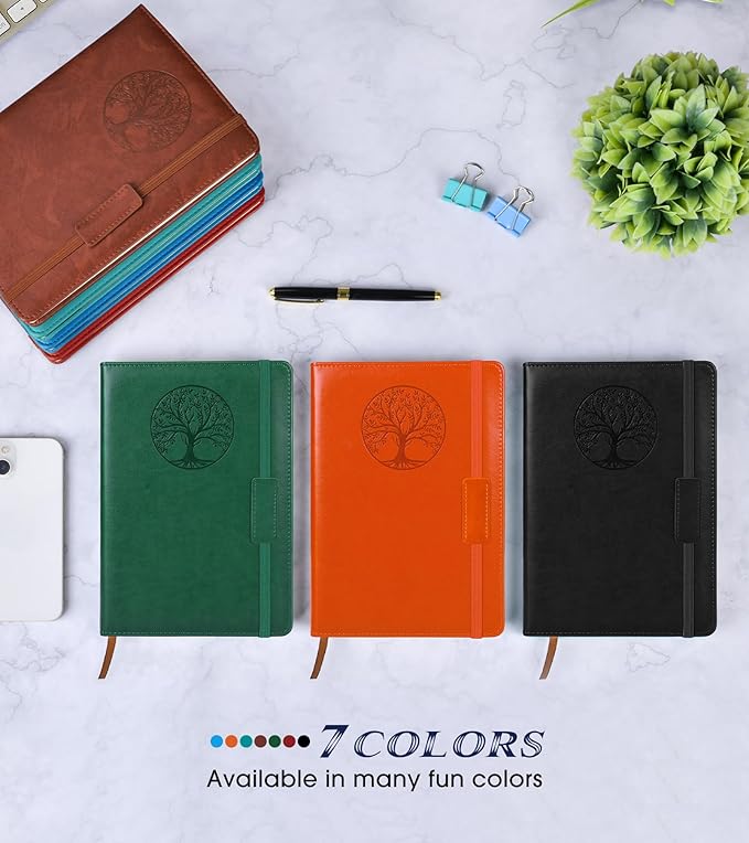 Lined Journal Notebook for Women Men,256 Pages A5 Hardcover Leather Journals for Writing,Travel,Business,Work & School,College Ruled Notebooks for Note Taking,Diary Notepad 5.7"×8.3" orange-DeskLoop Office