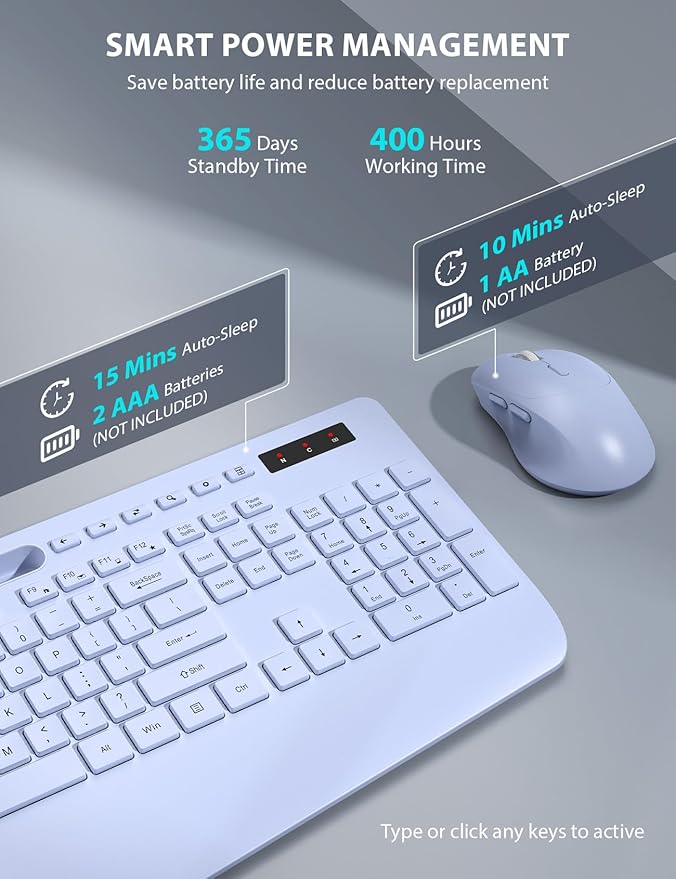 Wireless Keyboard and Mouse Combo - Full-Sized Ergonomic Keyboard with Wrist Rest, Phone Holder, Sleep Mode, Silent 2.4GHz Cordless Keyboard Mouse Combo for Laptop, Computer, PC, Mac, Windows -Trueque-DeskLoop Office