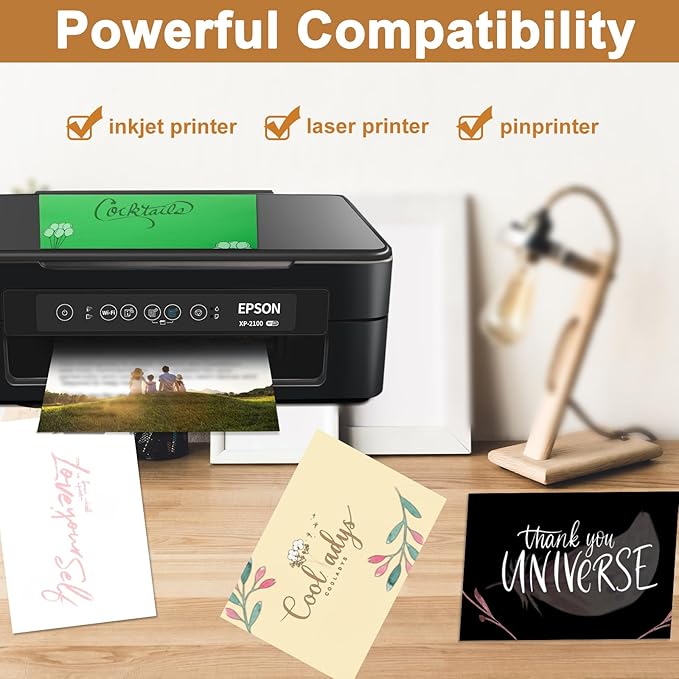 100 Sheets Black Cardstock 8.5 x 11 Printer Paper, 75lb Heavyweight Paper Card Stock for Halloween, DIY Cards Making, Birthday Decorations, Invitations, Thank You Cards-DeskLoop Office