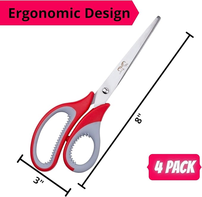 Mr. Pen Multipurpose Scissors - 8 inch, Pack of 4, Sharp Adult Office Scissors for Paper and Fabric-DeskLoop Office