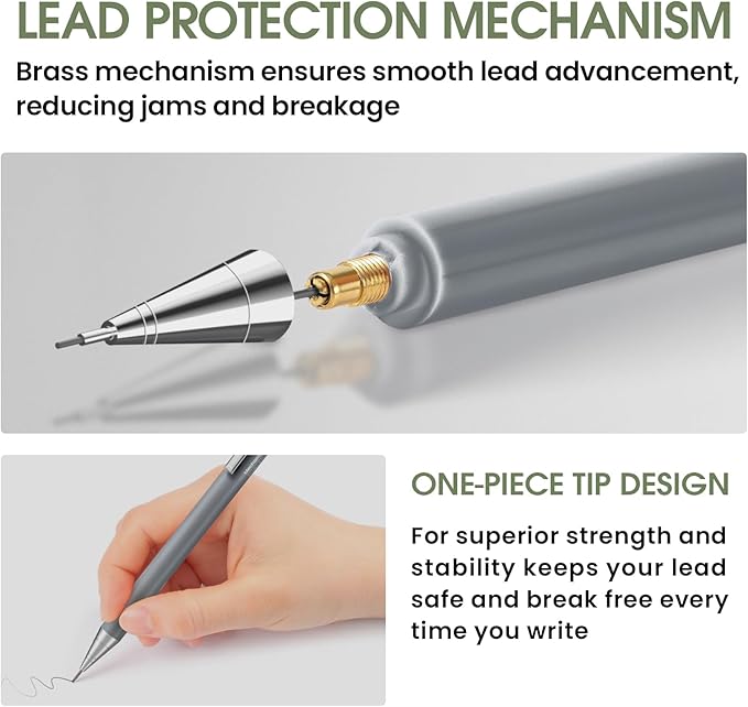 Aesthetic 0.7mm Mechanical Pencil Set with Case – 3 Vintage Mechanical Pencils, 4 Tubes HB #2 Lead Refills, 3 Erasers & 12 Eraser Refills, Cute Pencil Kit for Back to School Stationery Supplies-DeskLoop Office