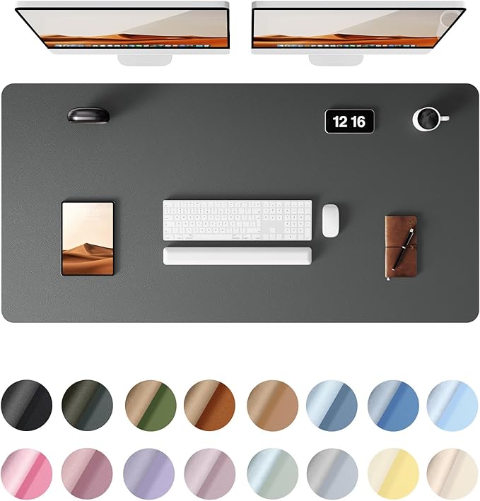 YSAGi Leather Desk Protector, Office Mat, Large Mouse Mat, Non-Slip PU Leather Blotter, Laptop Desk Pad, Waterproof Writing Pad for Office and Home (Dark Grey, 47.2" x 23.6")-DeskLoop Office