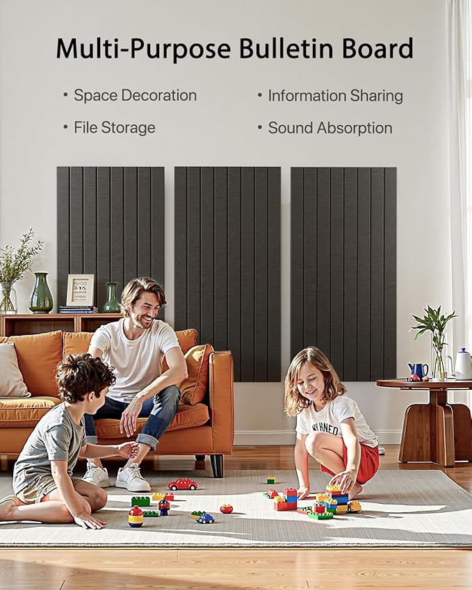 Soundsbay Large Cork Board, 71" x 47" Black Bulletin Board, 3 Pack Felt Wall Tiles Self-Adhesive, Pin Board for Walls Office Home Classroom Decor-DeskLoop Office