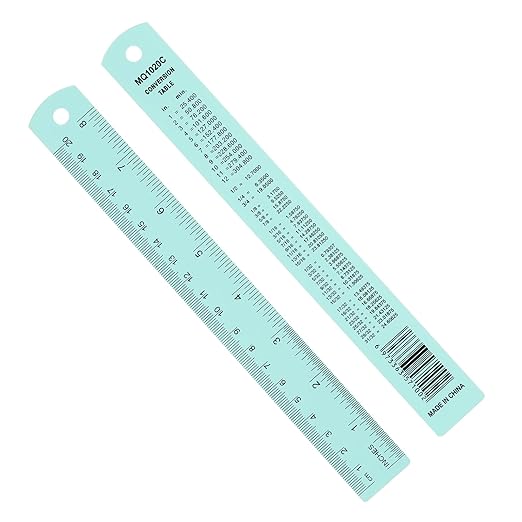 PATIKIL 20cm/8" Metal Ruler, 2 Pack Aluminum Alloy Rulers with Centimeters, Millimeters, Inches and Conversion Table Straight Edge Ruler for Writing Machinist Drafting, Blue Green-DeskLoop Office