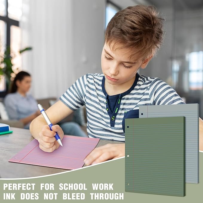 PerKoop 600 Sheets Colored Loose Leaf Paper 8.5" x 11" college ruled Lined 3 Hole Punched notebook Filler Paper for 3 Ring Binders Office School Supplies (Morandi Colors)-DeskLoop Office