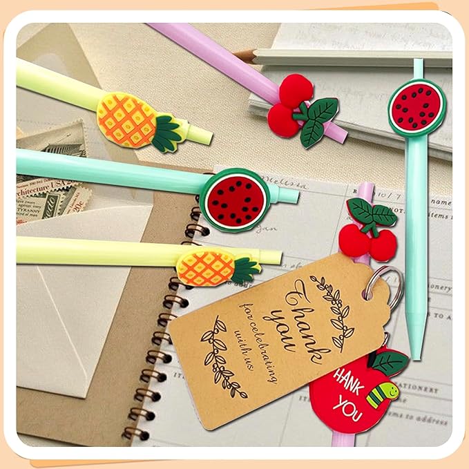 74 Set Student Gift Set 6 in 1 Multicoloured Ballpoint Pen Thank You Card Batch Keychain Inspirational Stickers Teacher Gifts for Classroom Birthday Party Supplies-DeskLoop Office