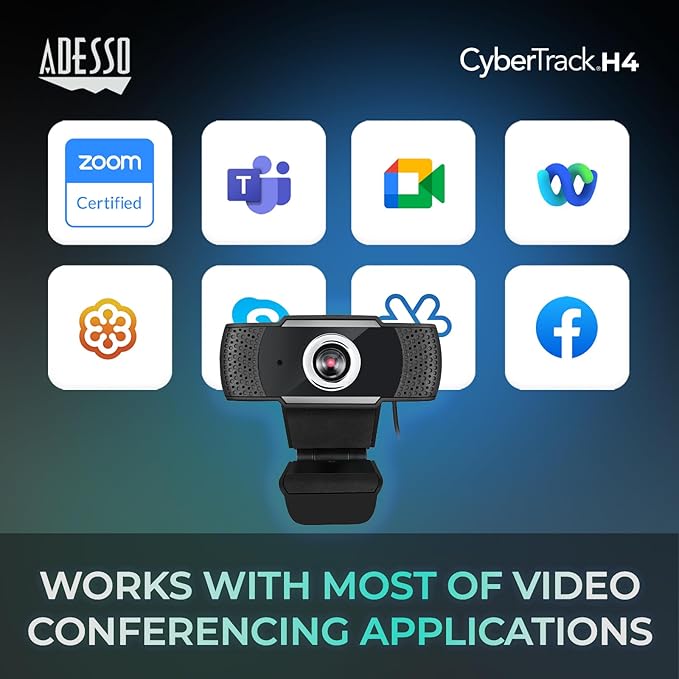 CyberTrack H4 Webcam 1080P HD USB Webcam with Built-in Microphone, Zoom Certified, Black