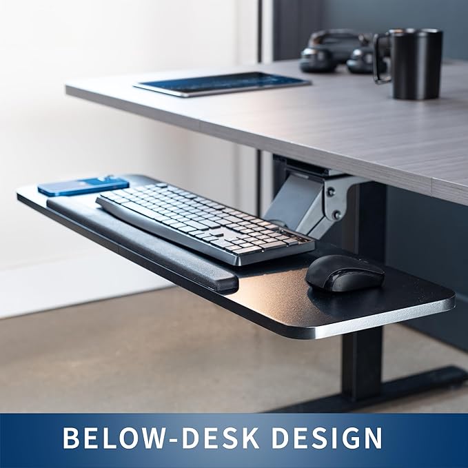 VIVO Adjustable Computer Keyboard and Mouse Platform Tray, 34 x 10 inch Ergonomic Under Table Desk Mount Drawer Underdesk Shelf, Black, MOUNT-KB36B-DeskLoop Office