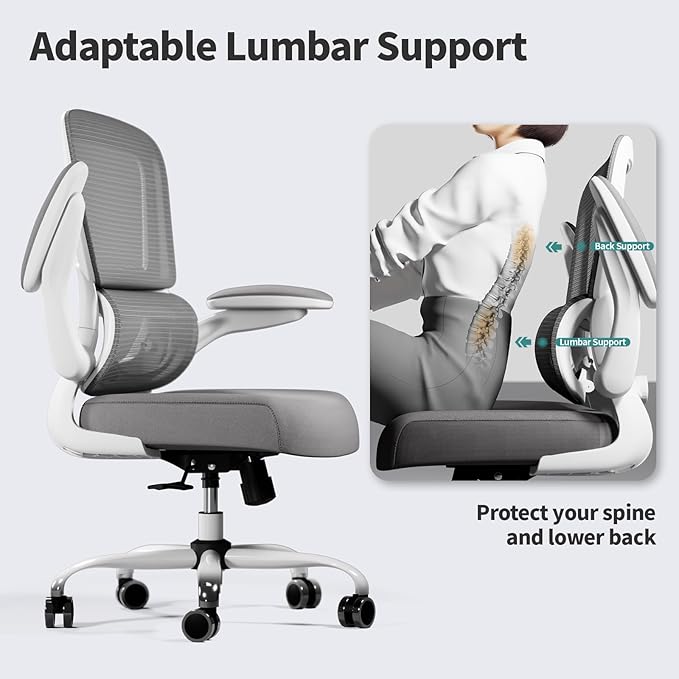 TRALT Office Chair - Ergonomic Desk Chair with Adjustable Lumbar Support, Mesh Computer Chair, Executive Chairs for Home Office Comfortable Lumbar Support (White)-DeskLoop Office