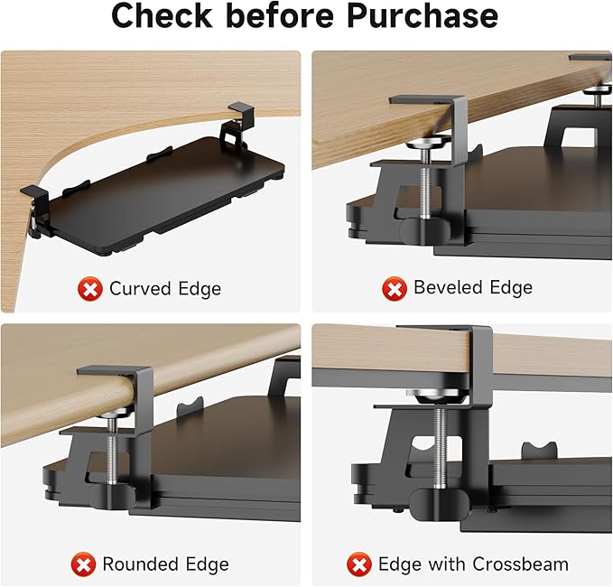 Keyboard Tray Under Desk with Storage Drawer Large C-Clamp 26.7”(31” Including Clamps) x 11.8” Slide-Out Platform Computer Drawer Pull Out Keyboard & Mouse Tray DSF7CT-DeskLoop Office