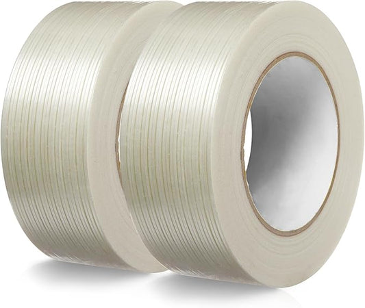Strapping Tape, 2 Roll 2 Inch X 1260" 5.5 Mil, Fiberglass Heavy Duty Shipping and Moving Packing Tape,Clear-DeskLoop Office