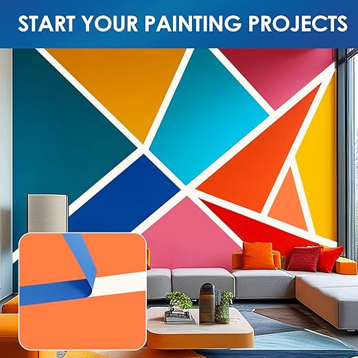 48 Rolls Blue Painters Tape Bulk 1 Inch, Paint Tape 0.94In× 55 Yards, Upgrade Masking Painter's Tape for Walls Painting Car Crafts Home UV Resistant, Total 2640 Yards-DeskLoop Office