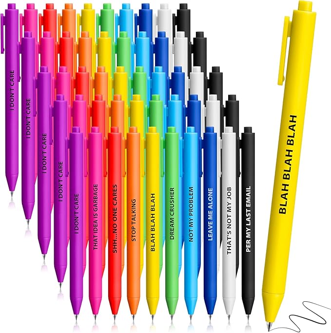 Epakh 50 Pcs Funny Pens Inspirational School Pens Bulk Positive Motivational Quotes on Ballpoint, Black Ink Pen for Adults Back to Schools Gift from Teacher(Optimisti,Bright Colors)-DeskLoop Office