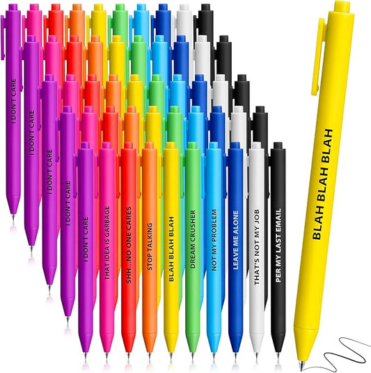Epakh 50 Pcs Funny Pens Inspirational School Pens Bulk Positive Motivational Quotes on Ballpoint, Black Ink Pen for Adults Back to Schools Gift from Teacher(Optimisti,Bright Colors)-DeskLoop Office
