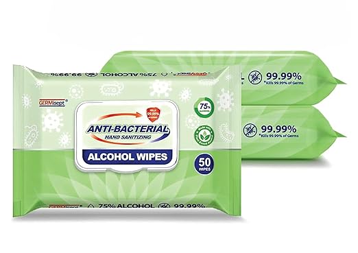 Germisept 75% Alcohol Advanced Hand Sanitizing Wipes | 50 Count per Pack x Pack of 3 = 150 Wipes-DeskLoop Office