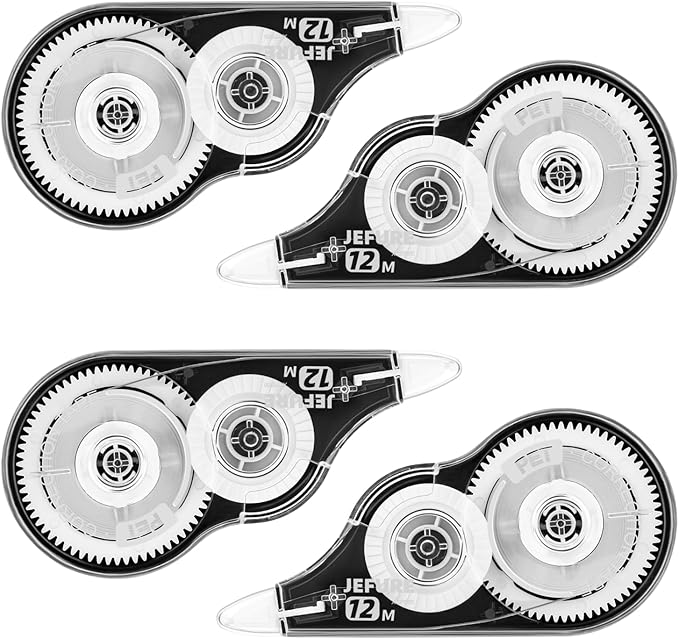 4 Pcs Correction Tape, 39.37 Ft White Wrong Out Tear-Resistant Bulk, Instant Corrections Easy to Use Applicator for School, Office, Note Taking, Journal (Tape Width 0.2 in,Clear)