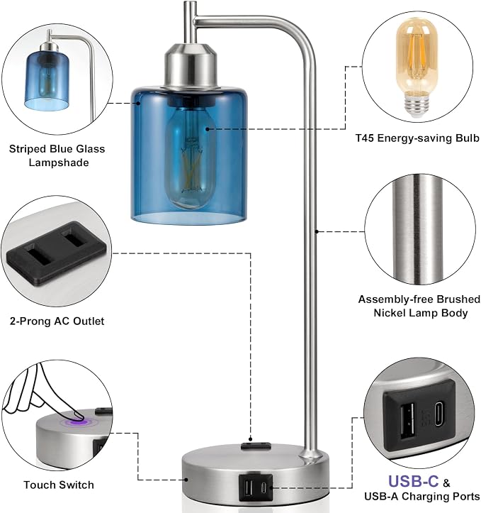Innqoo Industrial Blue Table Lamps - Image 7