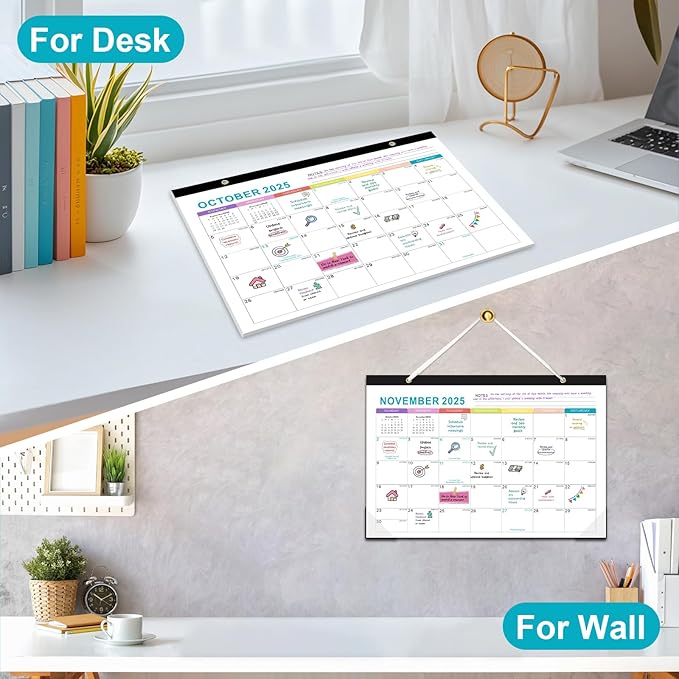 Gannyfer Calendar 2025-2026, Fridge Calendar Magnet, 18 Monthly Small Yearly Desk/Wall Calendar, July 2025 - Dec 2026, 14" x 11", with Plastic Cover Corner Protectors Hanging String, Organizers for Office, Home and School (3 Sticker)-DeskLoop Office