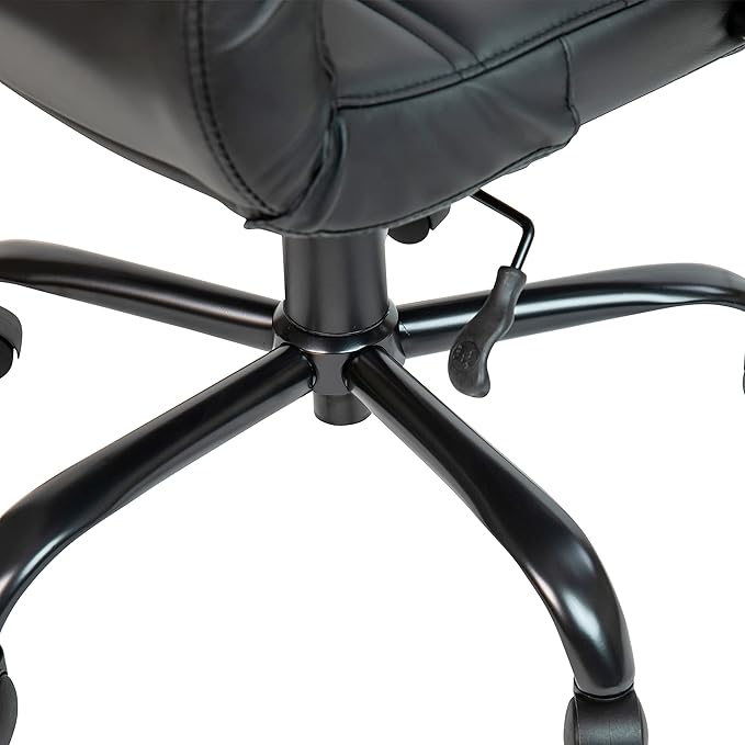 Flash Furniture Whitney High-Back Swivel LeatherSoft Desk Chair with Padded Seat and Armrests, Adjustable Height Padded Office Chair, Black-DeskLoop Office