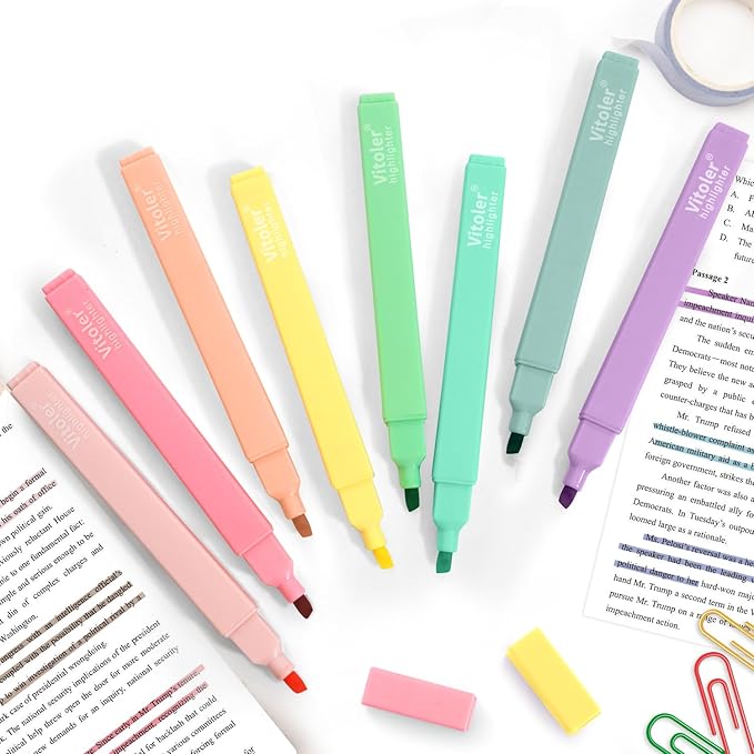 Bible Highlighters,Aesthetic Cute Highlighters Bulk,8pcs Colorful Highlighter Markers No Bleed for Office School Supplies-DeskLoop Office