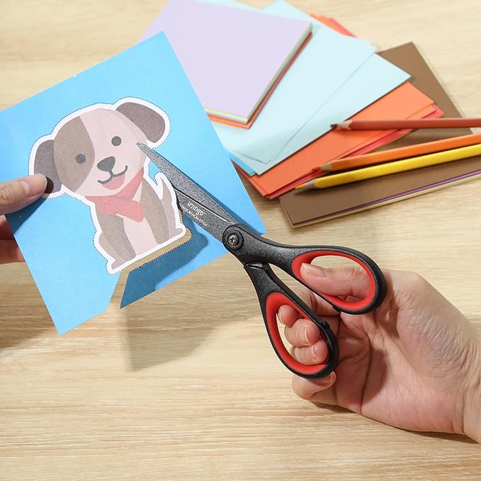 LIVINGO 3 Pack Titanium Scissors All Purpose - Non Stick Stainless Steel Sharp Scissors Set Heavy Duty for Office School Sewing Crafting Cutting Fabric Paper, Comfortable Grip, 5”, 7” & 8”-DeskLoop Office