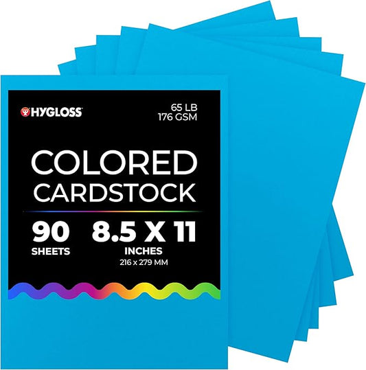 Hygloss Dark Blue Bright Colored Cardstock - 8.5x11-Inch, 90 Sheets, 65 lb/ 176 gsm, Fade-Resistant, Acid-Free Color Card Stock Paper-DeskLoop Office