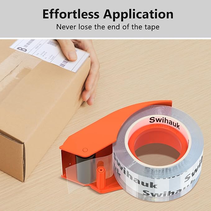 Swihauk 1.88 in x 66.6 YDs Heavy Duty Packing Tape with Dispenser, Strong & Durable Shipping Tape, Packaging Tape, Clear Package Tape for Shipping Moving Storage and Mailing, 2 Roll + 2 Dispenser-DeskLoop Office