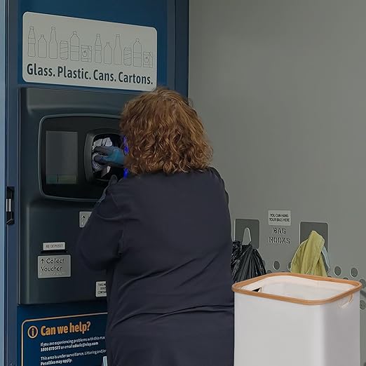 29 Gallons Recycling Bins for Kitchen, Indoor Recycle Bins with Lid, 110L Large Recycle bin with 2 Removeable Reusable Inner Bags, for Bottles Cans Glass Plastice Cartons(Beige)-DeskLoop Office