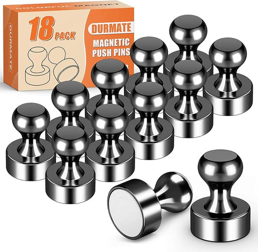 18 Pack Strong Whiteboard Magnets, Small Refrigerator Magnets Push Pins, Black Dry Erase Board, Magnetic Spider for Kitchen, Office, Gadgets, Desk Accessories, Shopping List,-DeskLoop Office