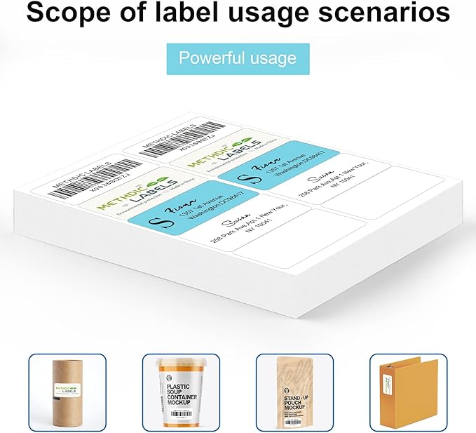 Methdic Shipping Labels 2"×4" 1000 Labels Sticker Paper for Laser/Ink Jet Printer Mailing Labels 8.5"×11" White 10 per Sheet-DeskLoop Office