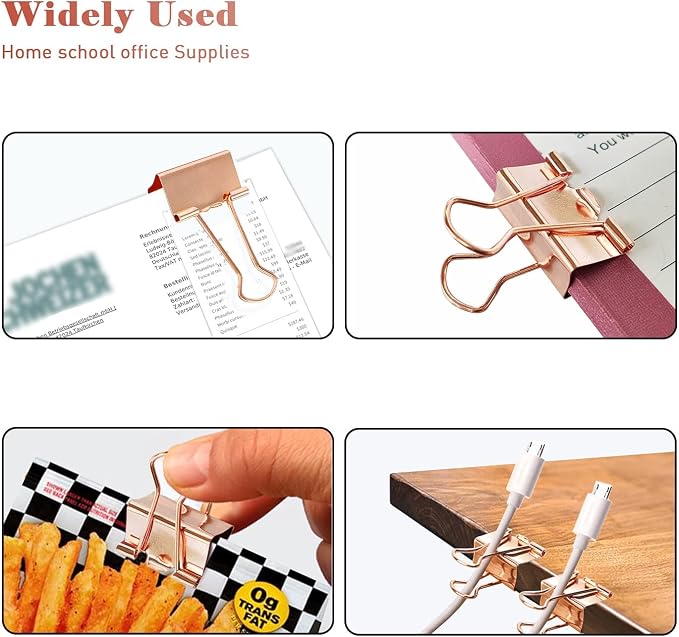 Mini Binder Clips, 120 Pack, 5/8 Inch, Standard 15mm, Rose Gold, Binder Paper - Image 6