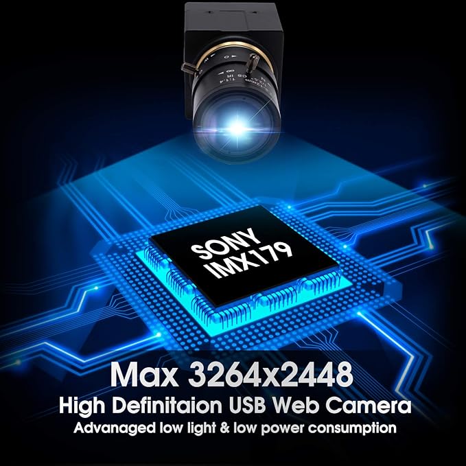 SVPRO 8MP USB Webcam with Zoom Lens,2.8-12mm Optical Zoom Camera with Sony IMX179 Sensor,High Definition Webcam3264x2448 HD Video Camera USB2.0 UVC Plug and Play Camera Support OTG-DeskLoop Office