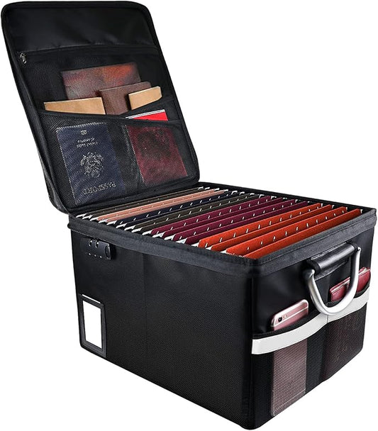 Fireproof Document File Organizer Box, Fireproof Safe Box with Lock, Portable Office Storage Cabinet for Hanging Letter/Legal Folder 16.1 x 12.9 x 11in-DeskLoop Office