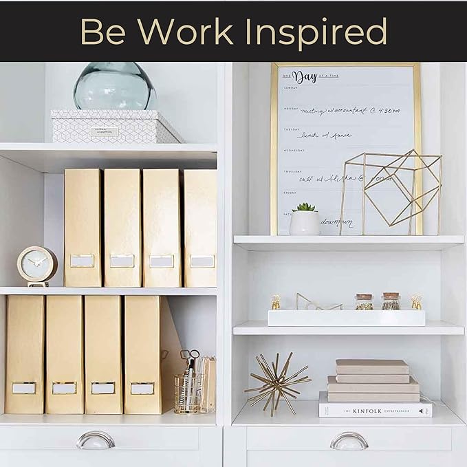 BLU MONACO Gold Magazine File Holder Set of 4 – Stylish Desk Organizer for Home & Office - Elegant Supplies, Bookends & Durable File Holders for a Gold Office Decor-DeskLoop Office