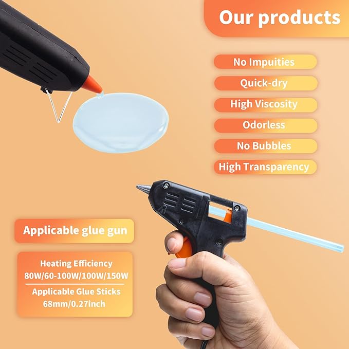MATUFF Mini hot Glue Gun Sticks – 120 Pcs Clear hot Glue Sticks Dia 0.27” x 8” Long Mini Glue Stick, All-Purpose Glue Sticks Bulk for Crafting, Scrapbooking & More - Compatible with Most Glue Guns-DeskLoop Office