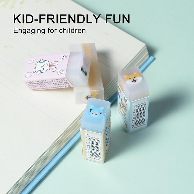 18Pcs Cute Animal Erasers for Kids Bulk, Kawaii Fun Pencil Jelly Erasers for School Classroom Supplies Prize Gifts Party Favors-DeskLoop Office