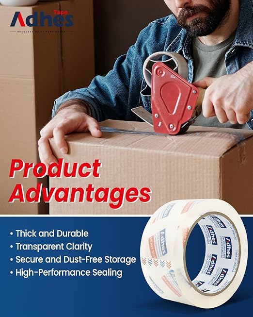 ADHES Super Clear Packing Tape, 6 Rolls x 1.88 Inch x 55 Yards, 2.7 mil Heavy Duty Shipping Tape Strong & Durable Package Tape for Shipping, Moving, Mailing and Sealing-DeskLoop Office