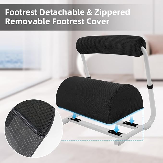 Foot Rest for Under Desk at Work - 3 Positions Height Adjustable Leg Rest for Office or Home Use, Ergonomic Footrest with Detachable Cushion-DeskLoop Office