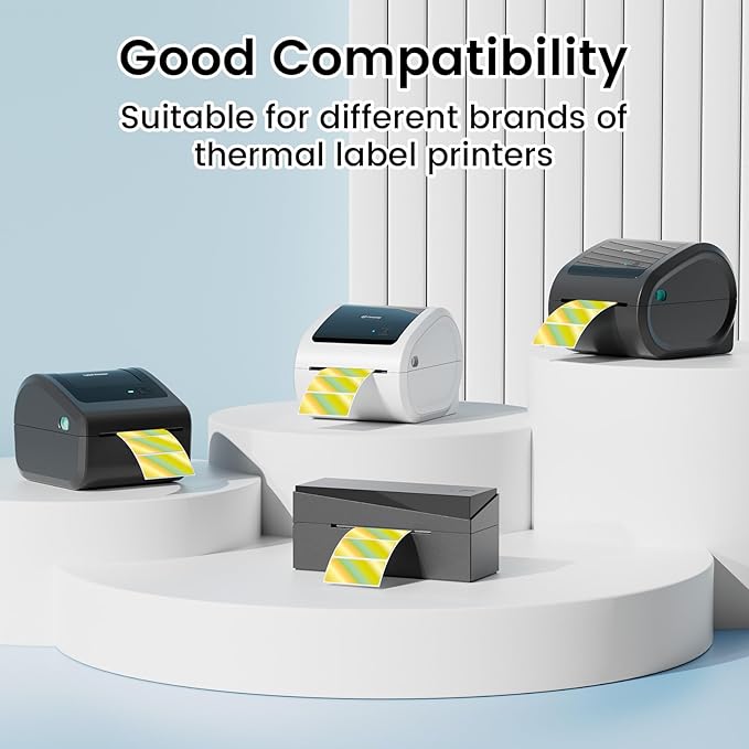 2.25x1.25 Inch Thermal Labels Gold, Holographic Sliver Barcode Thermal Labels for Thermal Printer and Small Business, Multi-Purpose Rectangle Stickers, 500 Sheets/Roll-DeskLoop Office