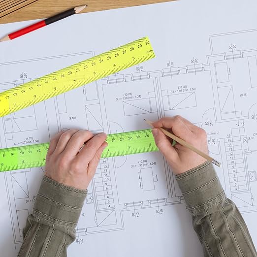 30 Pack Clear Ruler Plastic Rulers 12 Inch Transparent Assorted Color Kids Ruler Bulk for School with Centimeters Millimeter and Inches, Measuring Tools for Student School Office Home-DeskLoop Office