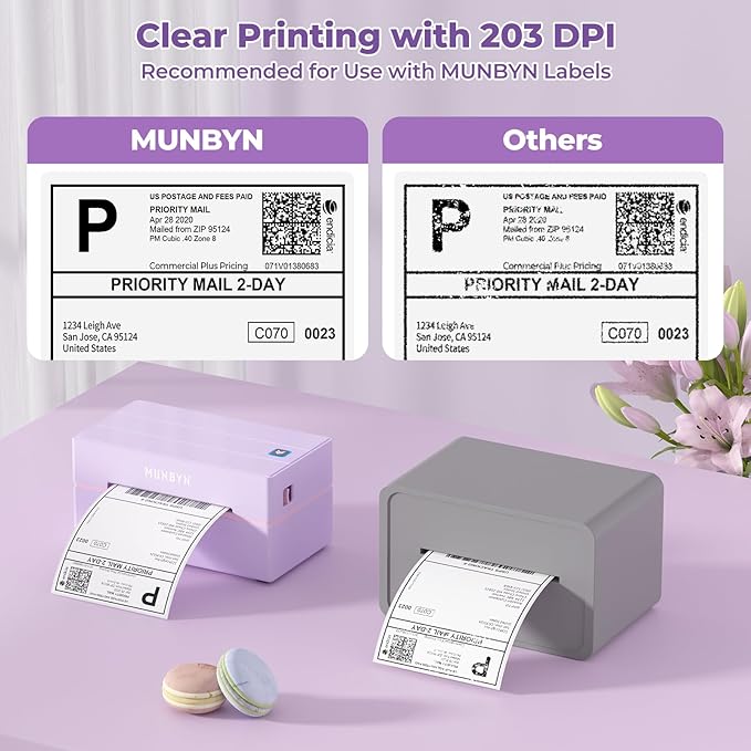 MUNBYN Bluetooth Thermal Label Printer, 130B Wireless 4x6 Shipping Label Printer for Shipping Packages Small Business Office or Home, Compatible with iPhone Android iPad Windows macOS Chrome Etsy eBay-DeskLoop Office