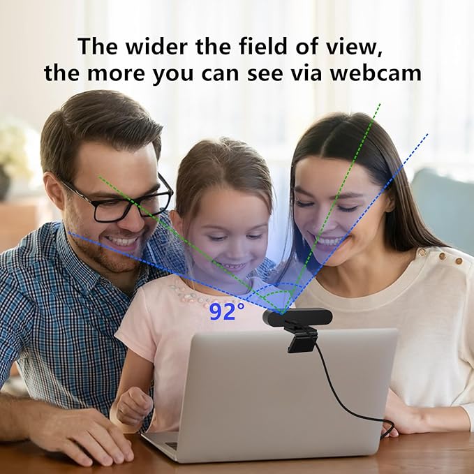 2K QHD Webcam with Windows Hello Facial Recognition, 4MP Computer Camera with Noise-reducing Mic, Privacy Cover, 92° FOV Laptop Webcam for Video Conferencing, Live Streaming, Online Learning-DeskLoop Office