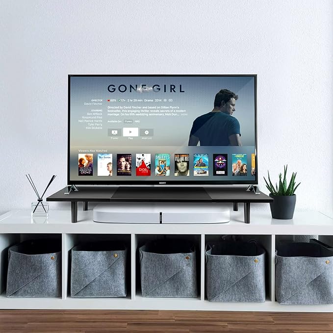 Dual-Monitor-Stand-Riser-For-Desk Adjustable Length 32-40 Inch,Large Desktop Computer Monitor Riser For 2 Screens,Desk Shelf Organizer Riser Stand For Computer/Laptop/PC/Printer/TV Black-DeskLoop Office